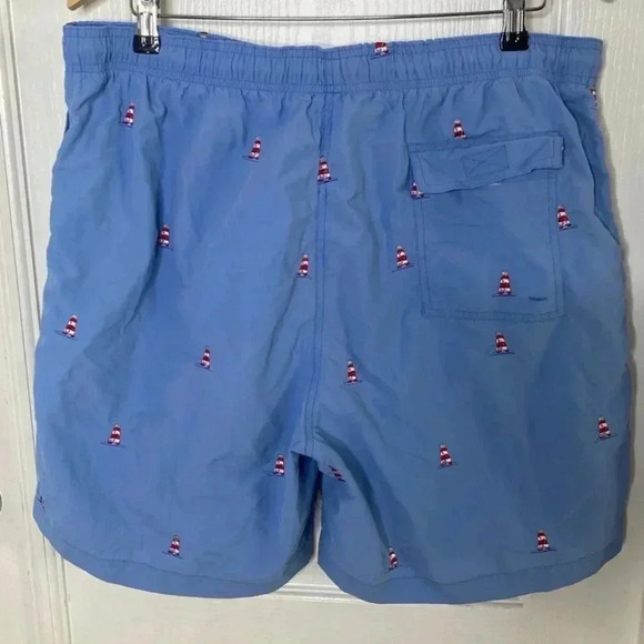 J. McLaughlin Mens Lighthouse Print Blue Swim Shorts - Picture 3 of 5